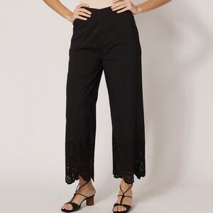 CLEOBELLA /.Black Kingston Trouser with Eyelet Scalloped Hem - Sz S - NWT